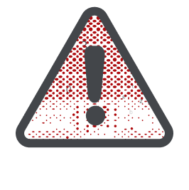 A warning symbol based on a traffic sign.
